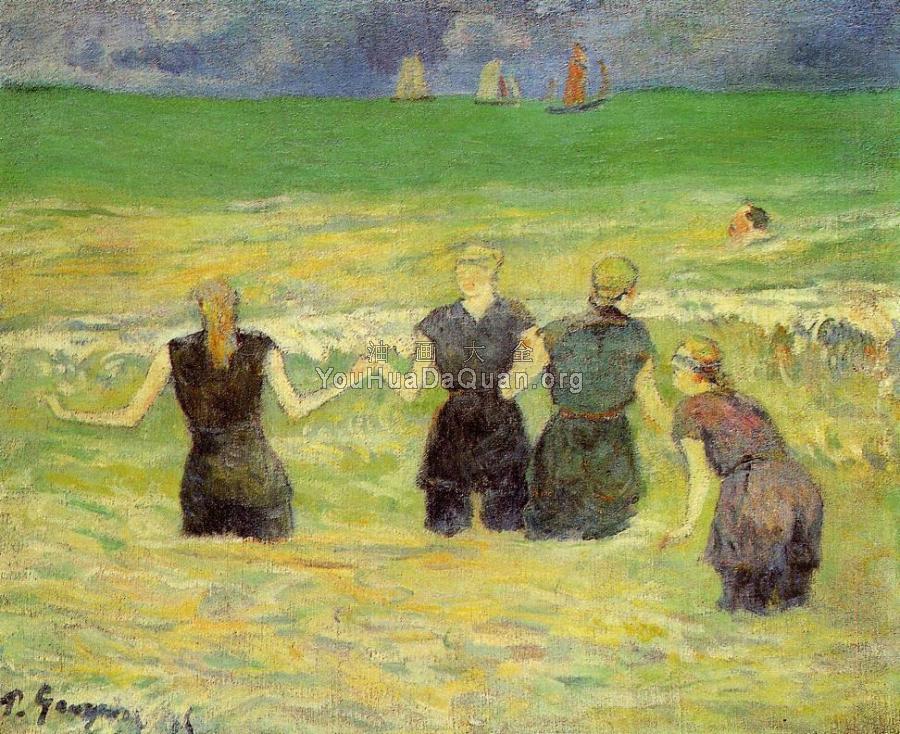 Women Bathing, Dieppe - 保罗·高更